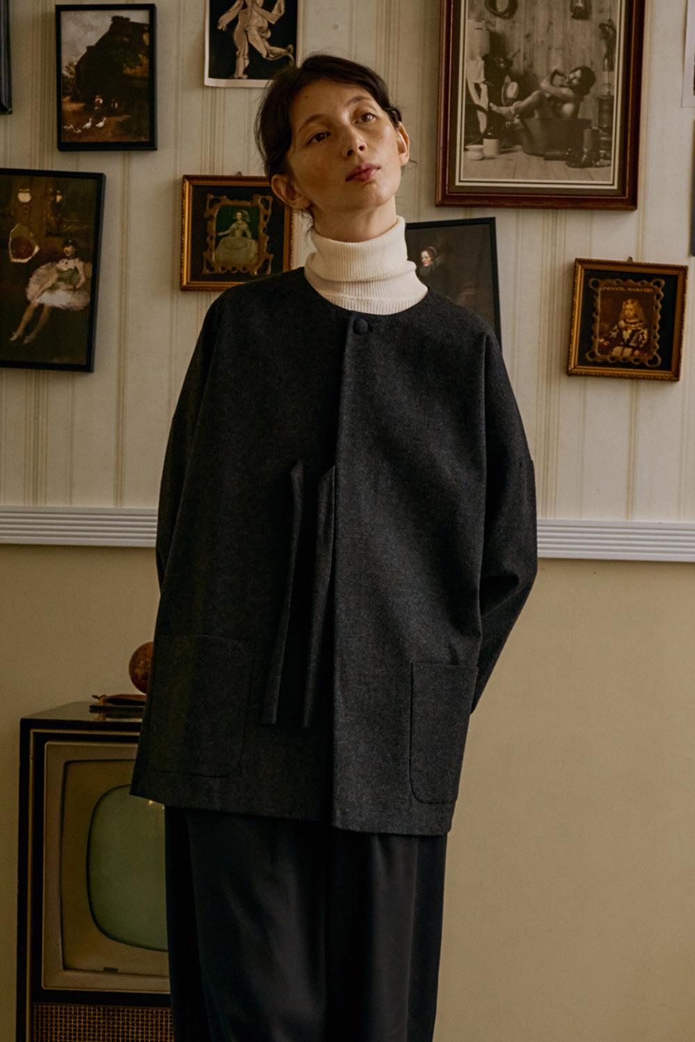 unisex wool loop jacket charcoal [3color]