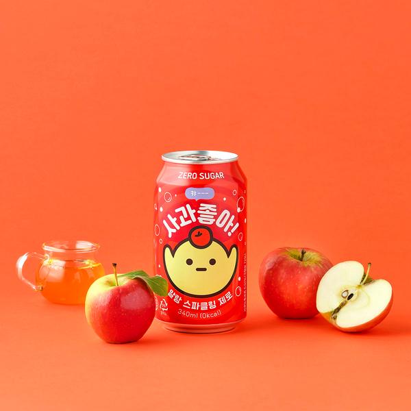 (24캔) 인아웃 사과좋아 말랑 스파클링 제로 탄산음료 340ml 0kcal