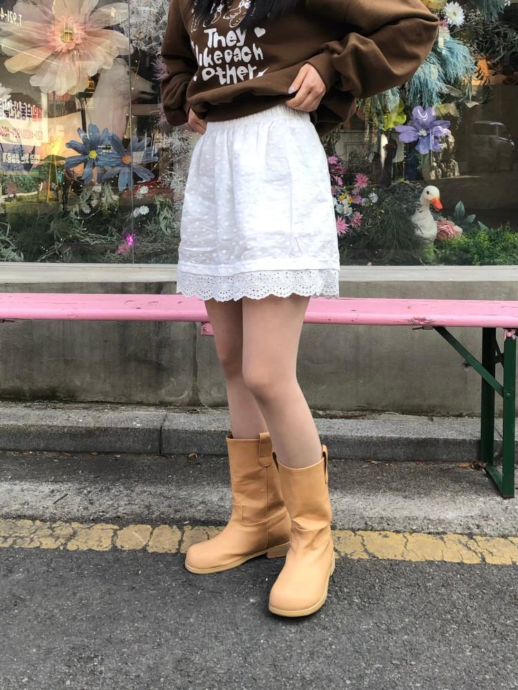 플라워 레이어드 스커트