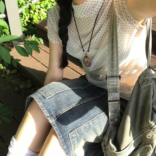 도트 시스루 반팔 ( dots see-through t-shirts )