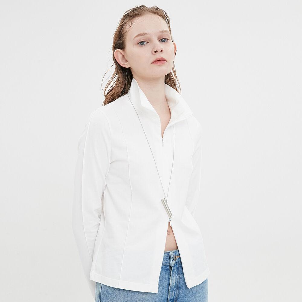 Solar 2-Way Zip Jersey Top / Off White