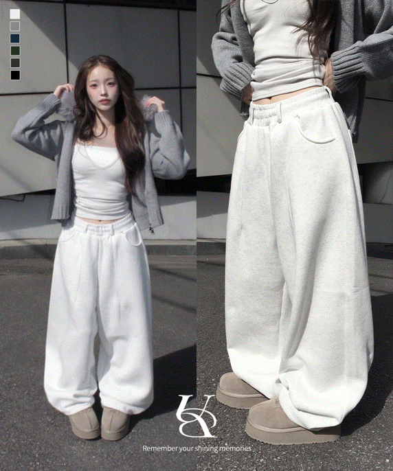 언버티 [기모] milky soft wide sweat pt