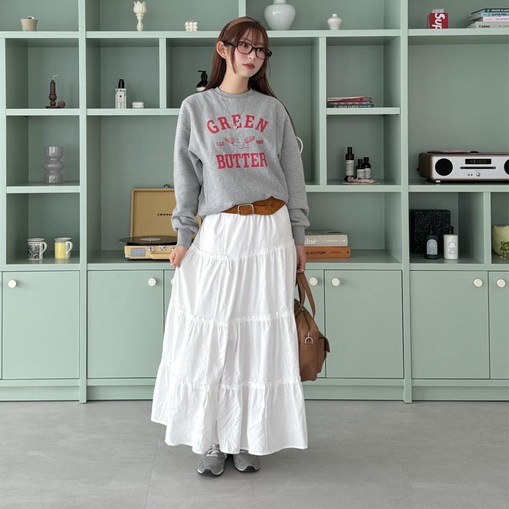 Maxi Shirring Flare Skirt (WHITE) (4월-05일 예약 배송)