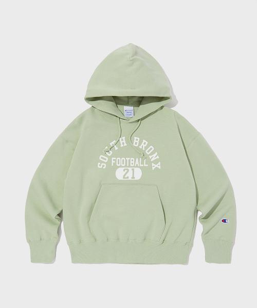 여성 CVC Terry Fleece 레터링 후드 스웨트셔츠 Light Green