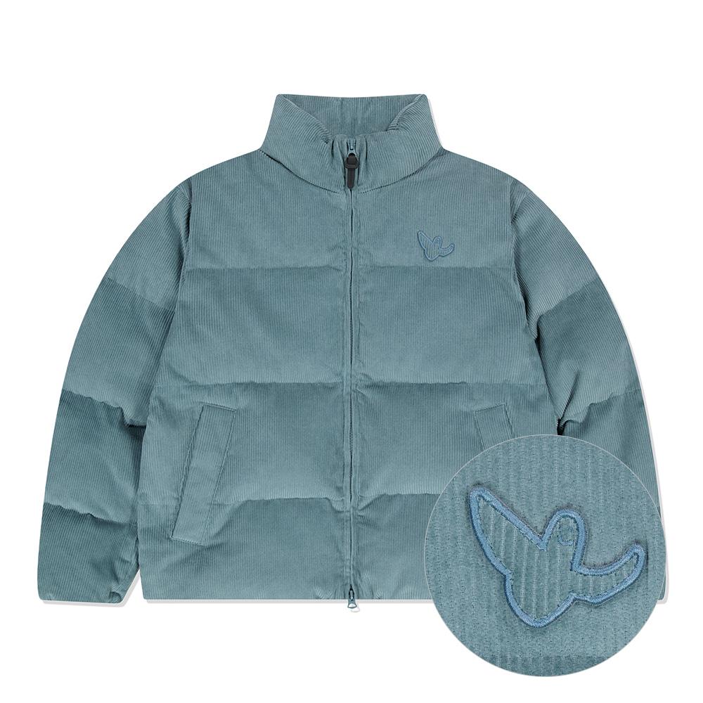 엔젤 자수 코듀로이 숏푸퍼 블루