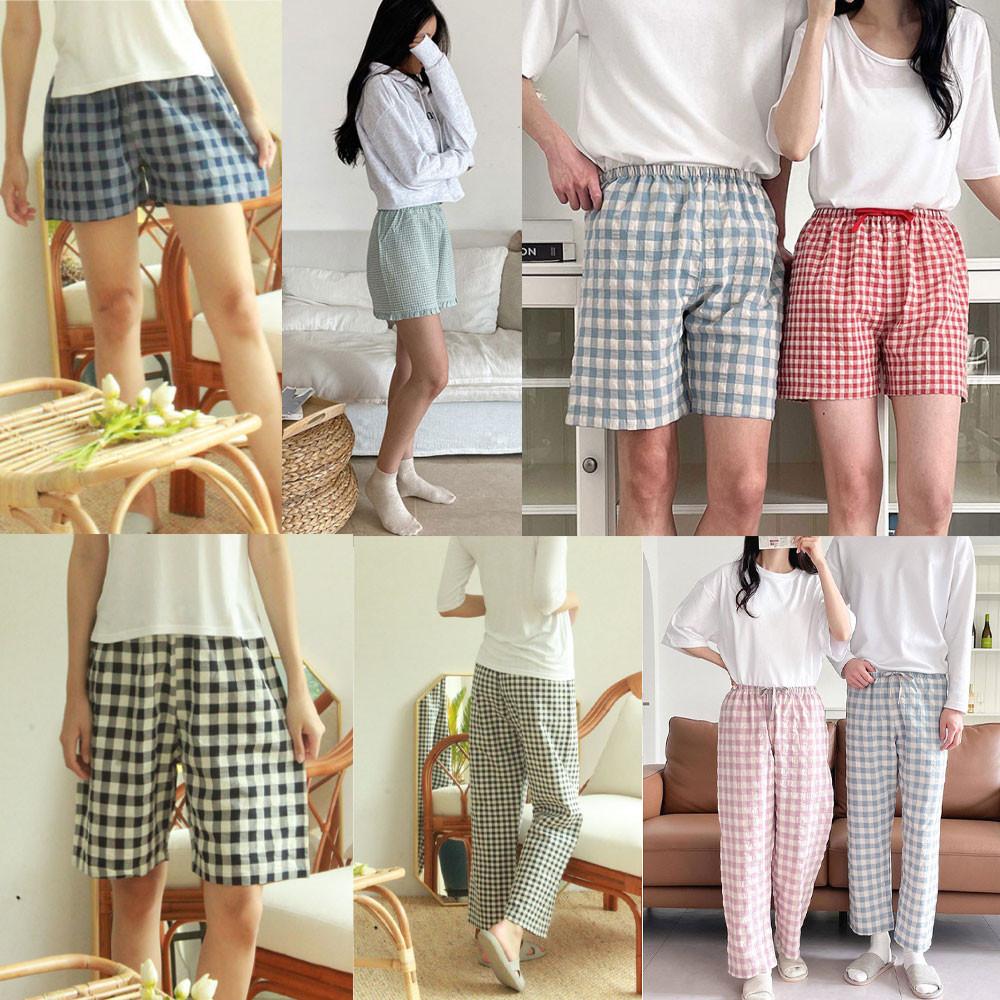 남자 여자 체크 잠옷반바지 파자마 3부 5부 7부 9부 잠옷바지