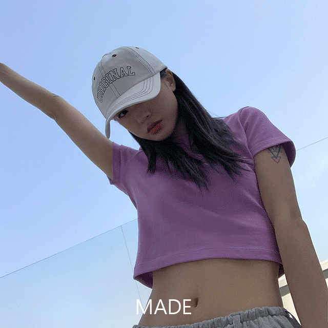 MAENIQUE MADE 하임 크롭 반팔티