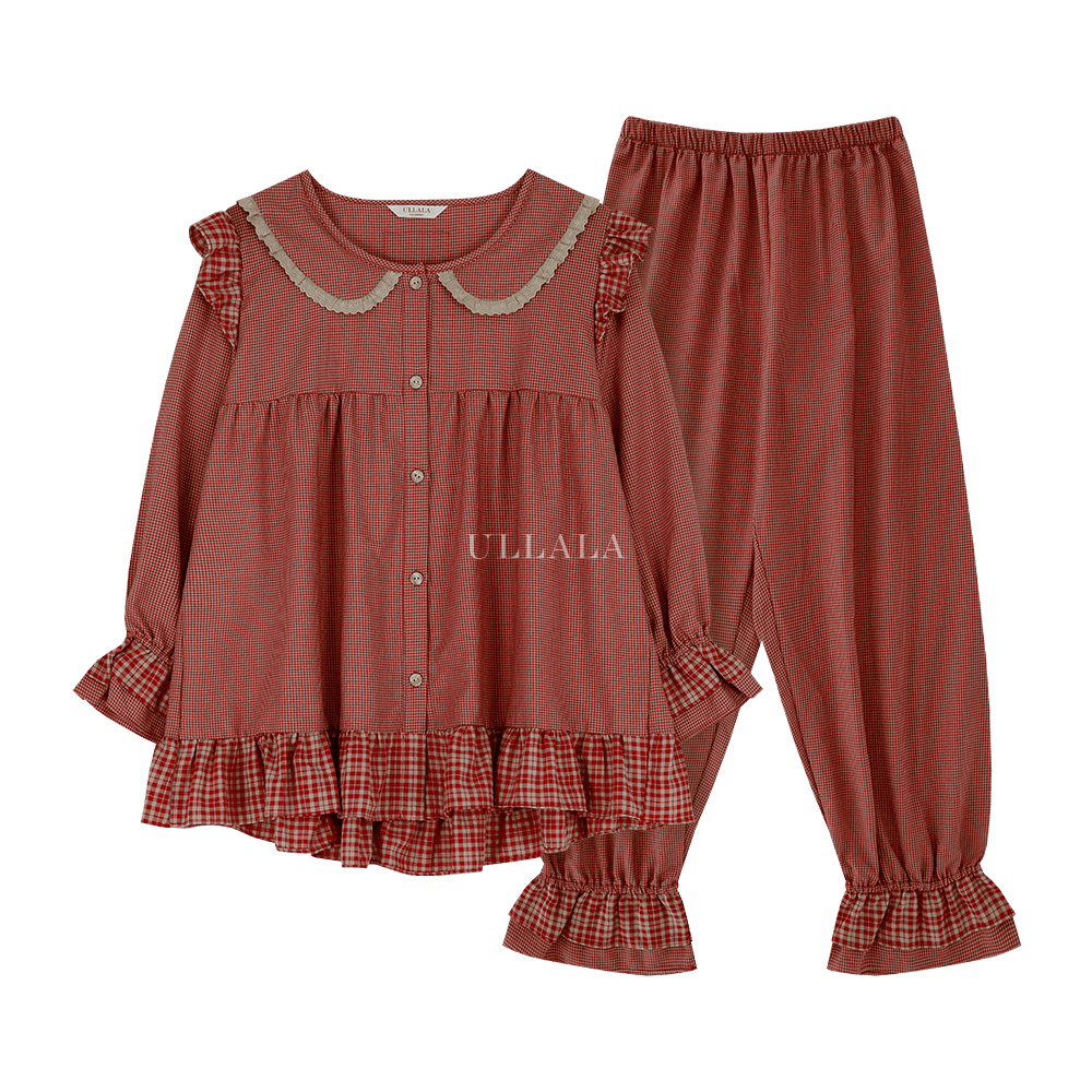 앤의 수줍음 긴팔 투피스 레드