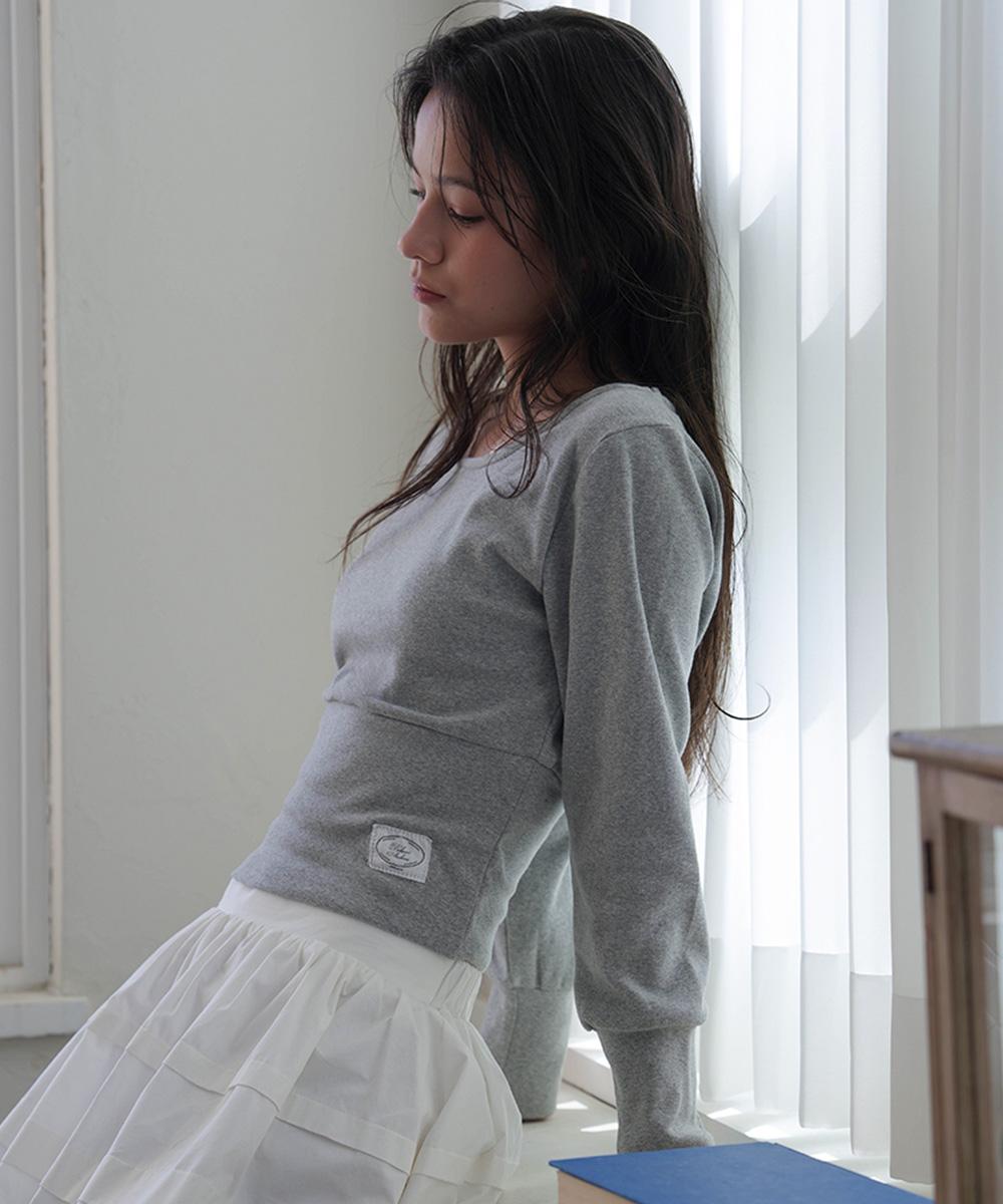 드헤베 Slim U-neck Long Sleeve [Melange]
