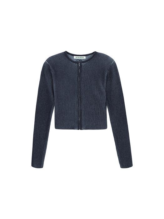 Two-tone zip-up cardigan - navy skyblue