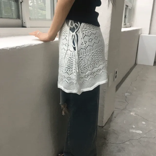 (2color) 크로셰 니트 랩 스커트