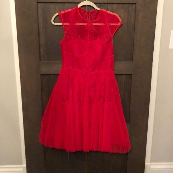 Ted Baker London Langley Red Peacock Feather Dress