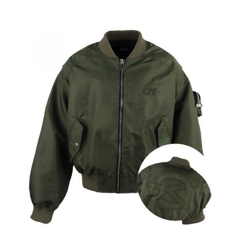 패치 로고 봄버 자켓-카키