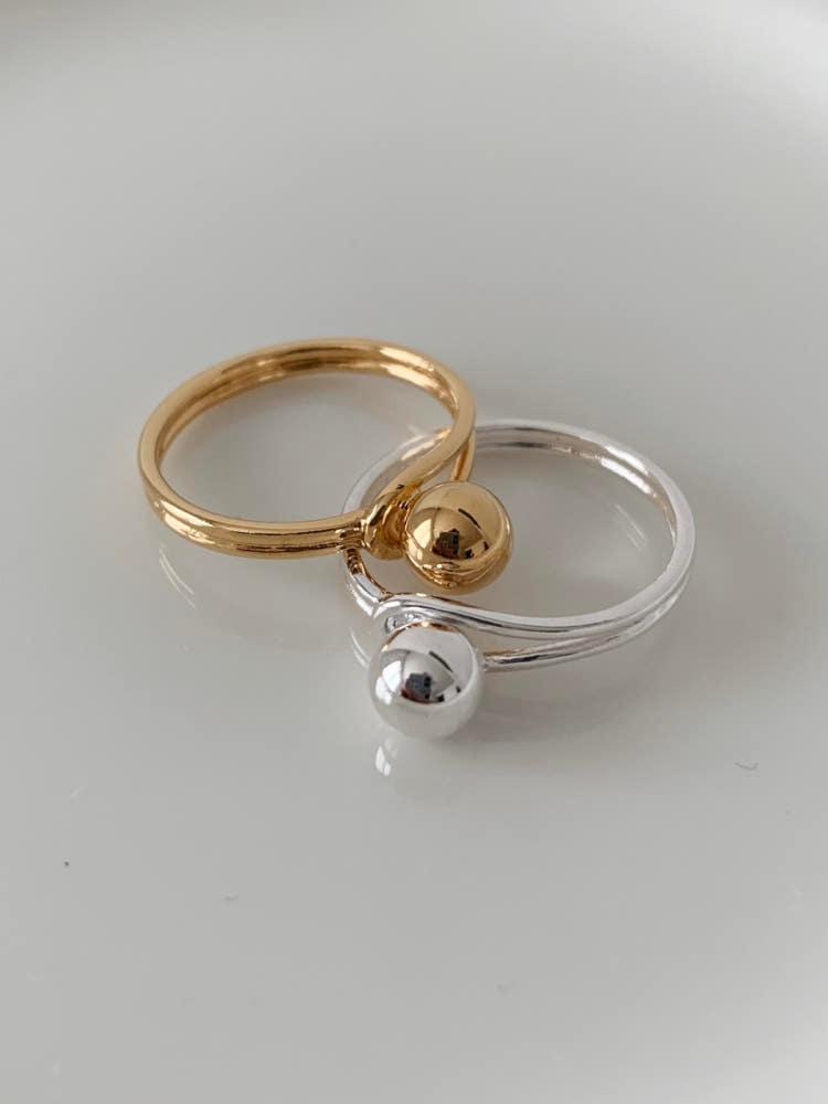 실버925 18K도금 리스 볼 은 반지