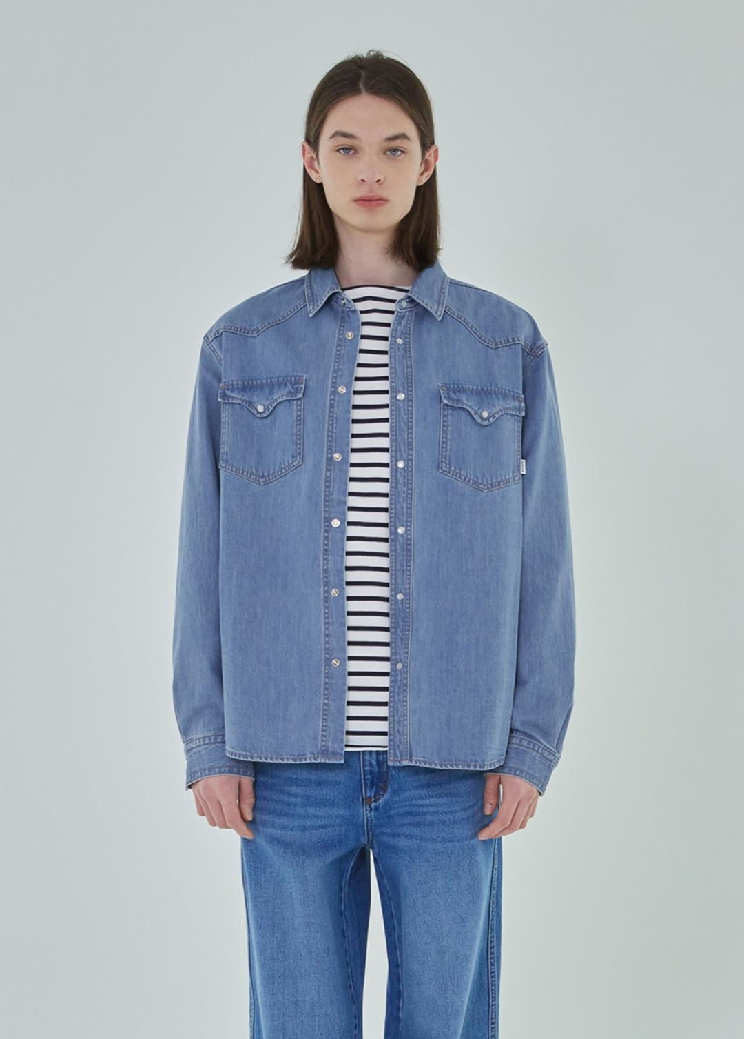 REGULAR DENIM SHIRT blue