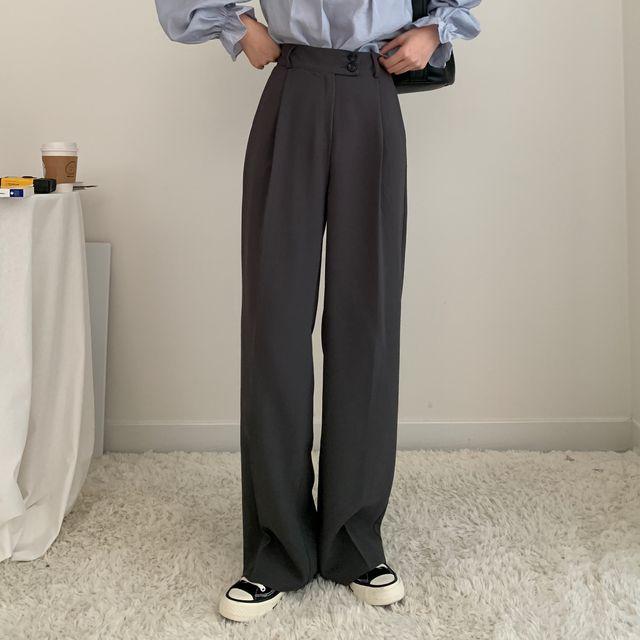 [쿠폰]차르르 투버튼 롱와이드슬랙스_302호