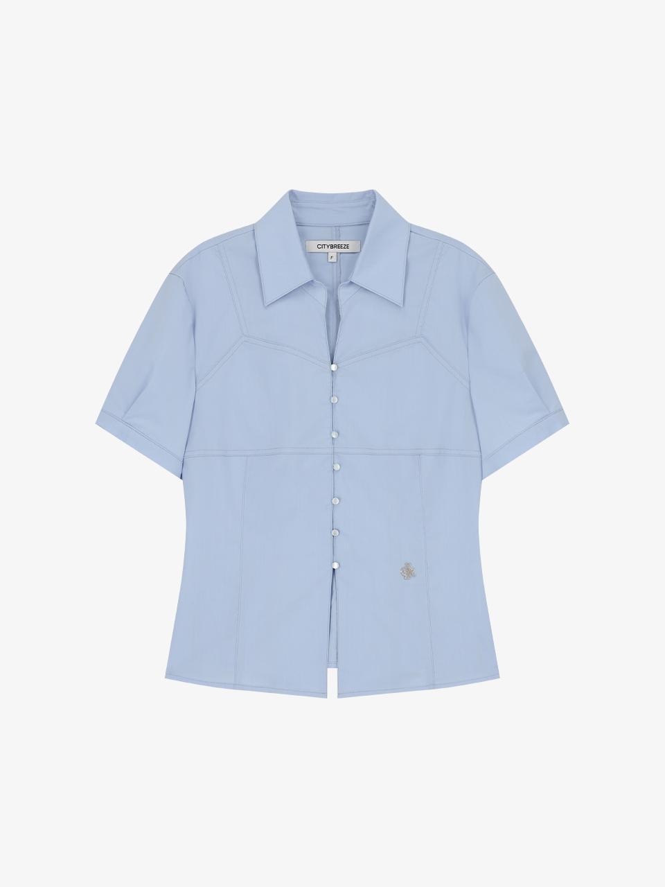 링클 프리 절개 라인 반팔 셔츠_2COLORS