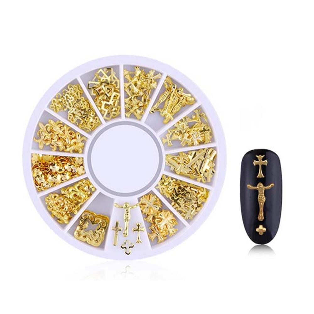 휠90 십자가 메탈 파츠 12종 세트 셀프네일 아트