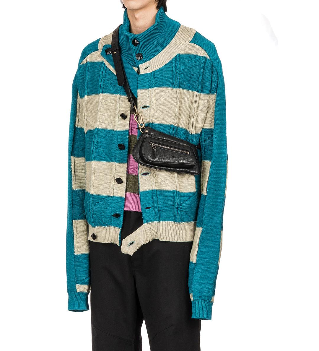 MERLI TWINSET CARDIGAN TEAL GREEN / BEIGE - 46