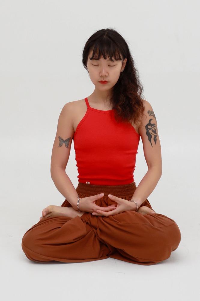 purva long bra top [ sun red ]