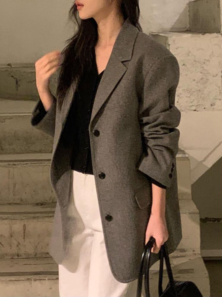 vergamot 베르가못 스탠드 울 자켓 (2color) 카라 싱글 울100 25ss