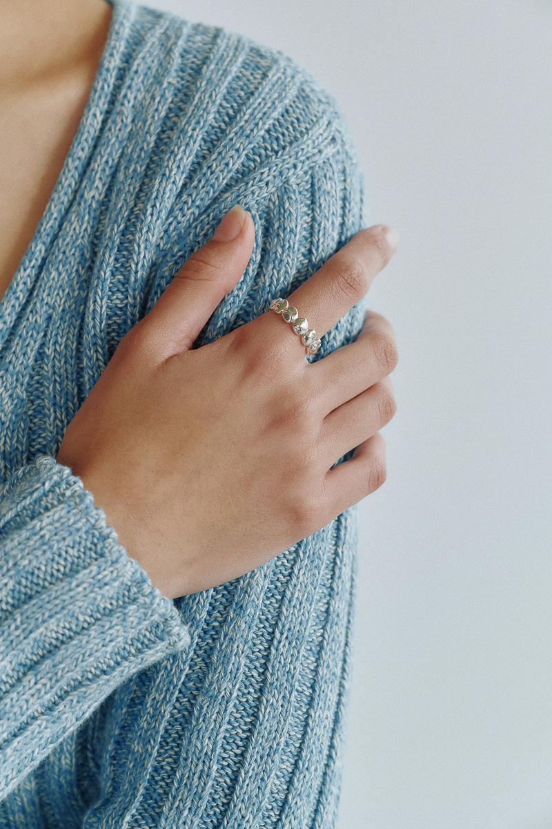 irregular stone band (silver)