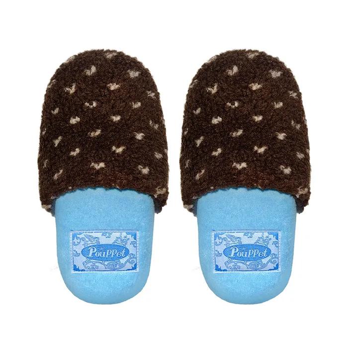Cutie Fluffy Room Shoes - Dot Blue