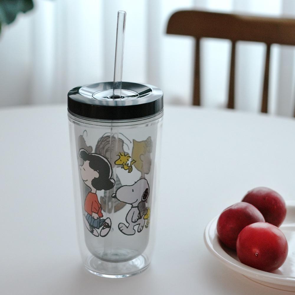 스누피 이중 콜드컵 텀블러 빨대 포함 480ml