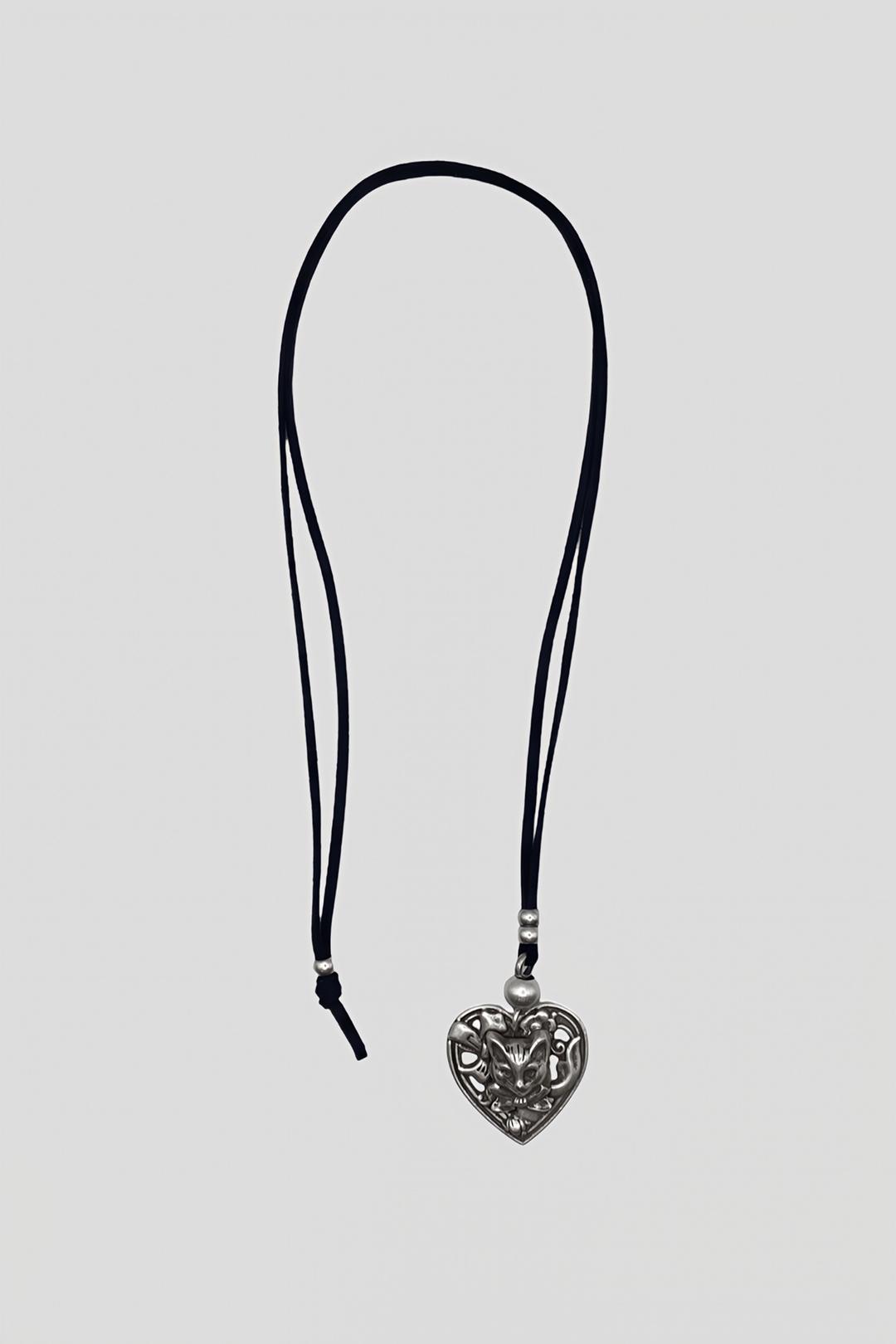 Cat in the Heart Suede Long Necklace