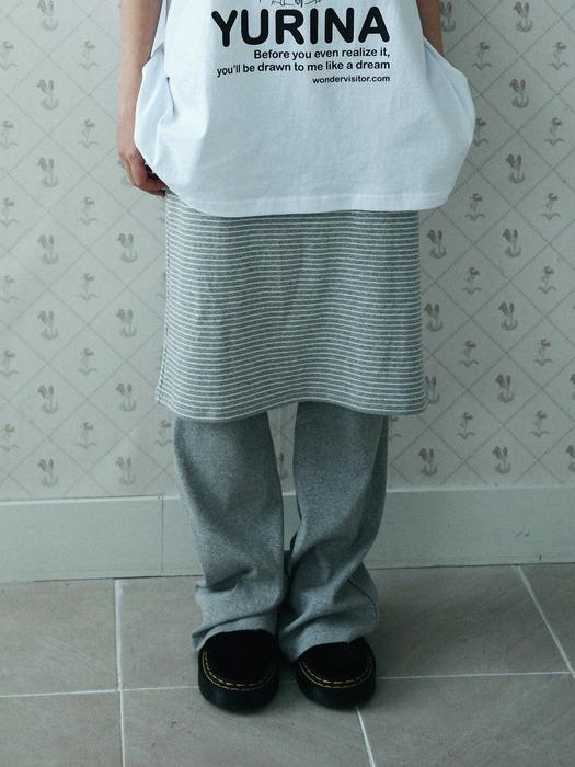 Stripe Skirt pants [Melange grey]