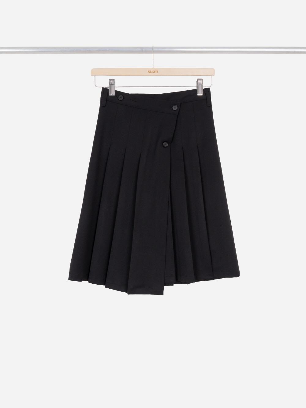 Button Wrap skirt / Black