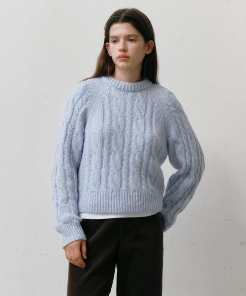 모헤어 케이블 풀오버 스카이블루