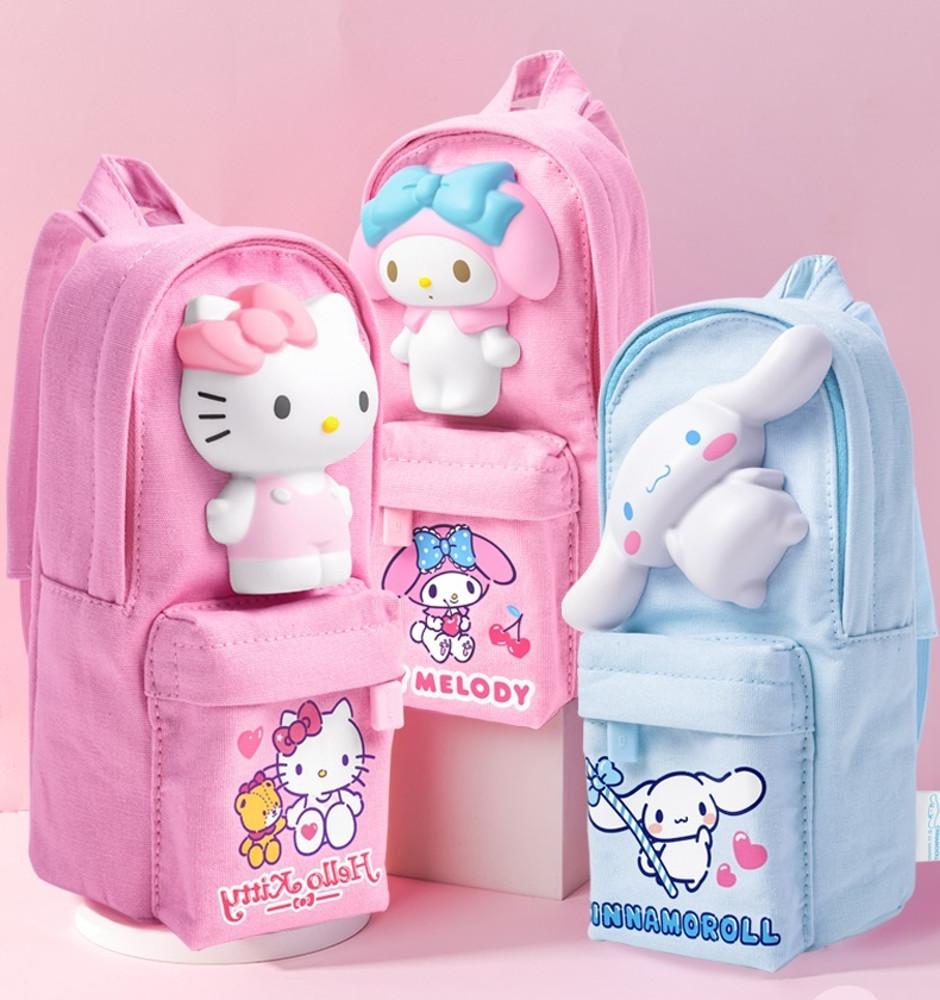 산리오캐릭터 3D 입체 소프트 캔버스 감압 필통 배낭 펜 케이스 시나모롤 마이멜로디 키티
