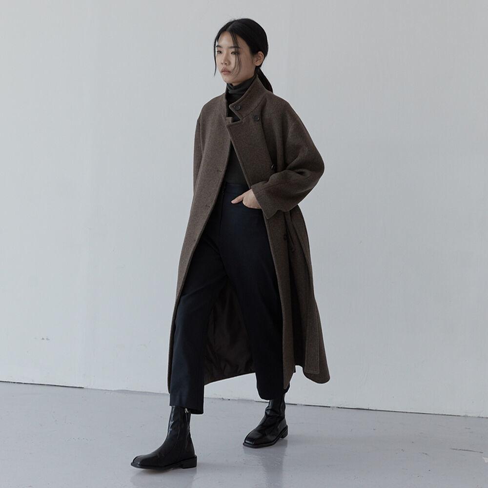 High neck coat (brown)
