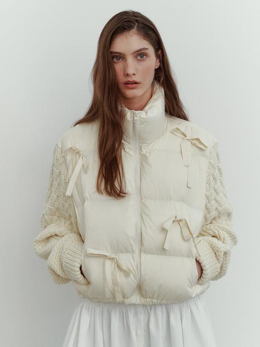 KNIT MIX RIBBON DUCK DOWN_TT3W005IV