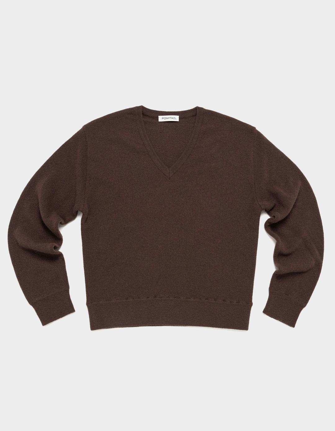 Club V-Neck Knit (Cacao Brown)