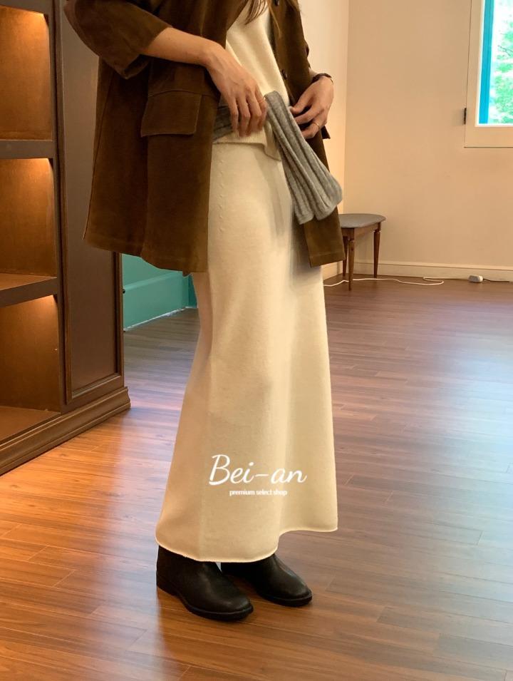 바이안 버베인 아멜 홀가먼트 캐시미어 스커트 밴딩 H라인 니트 롱치마 (3 color)