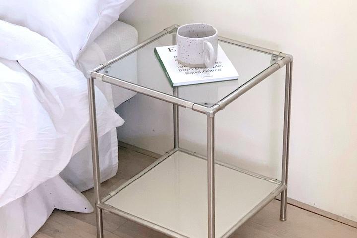 모듈협탁 미드센추리 모던 모듈 가구 2단 선반 (조절발 증정) 유리 미니 침대 협탁 수납장