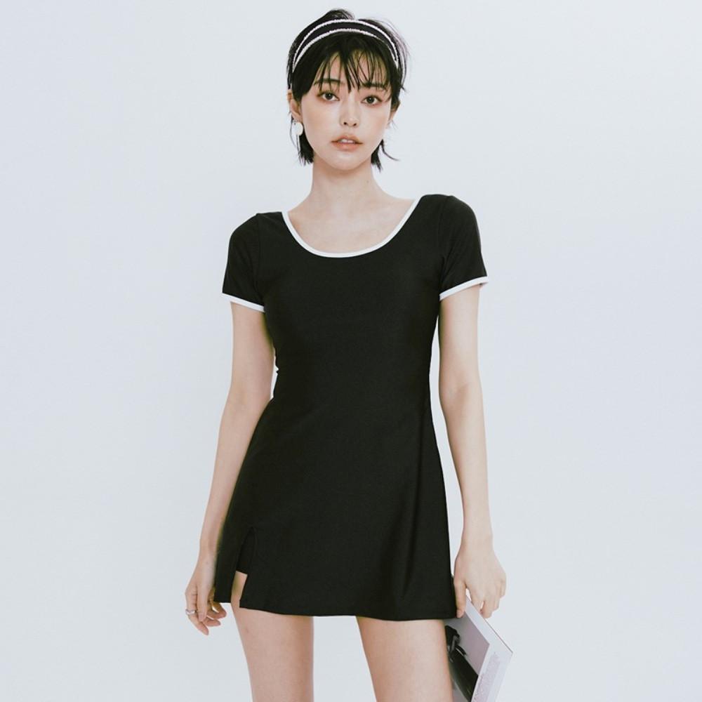 체형커버 반팔 블랙 치마 원피스 수영복