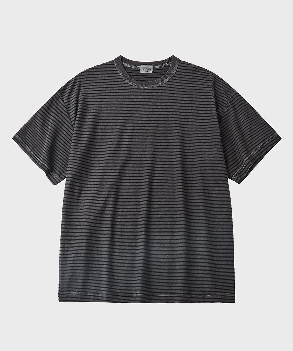 5월30일 예약배송_Garments Washing Stripe 1/2 Tee [Charchol]