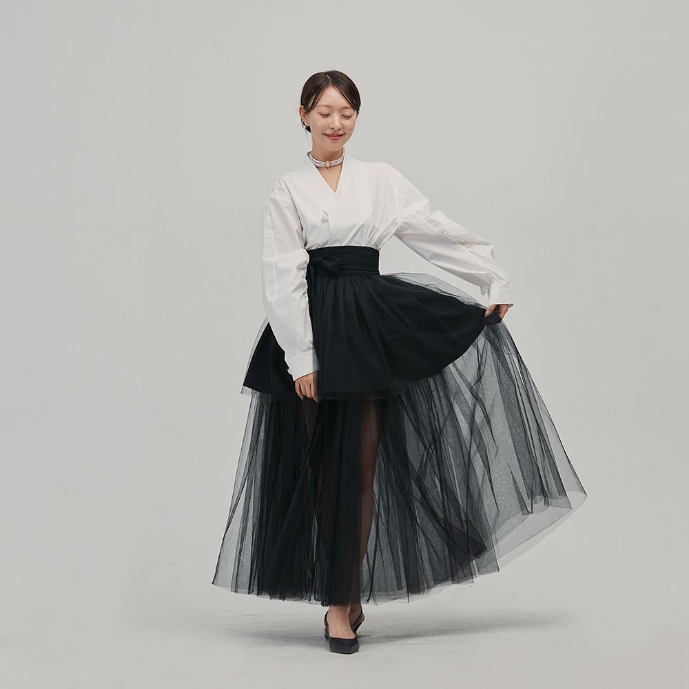 샤 허리치마 [블랙]