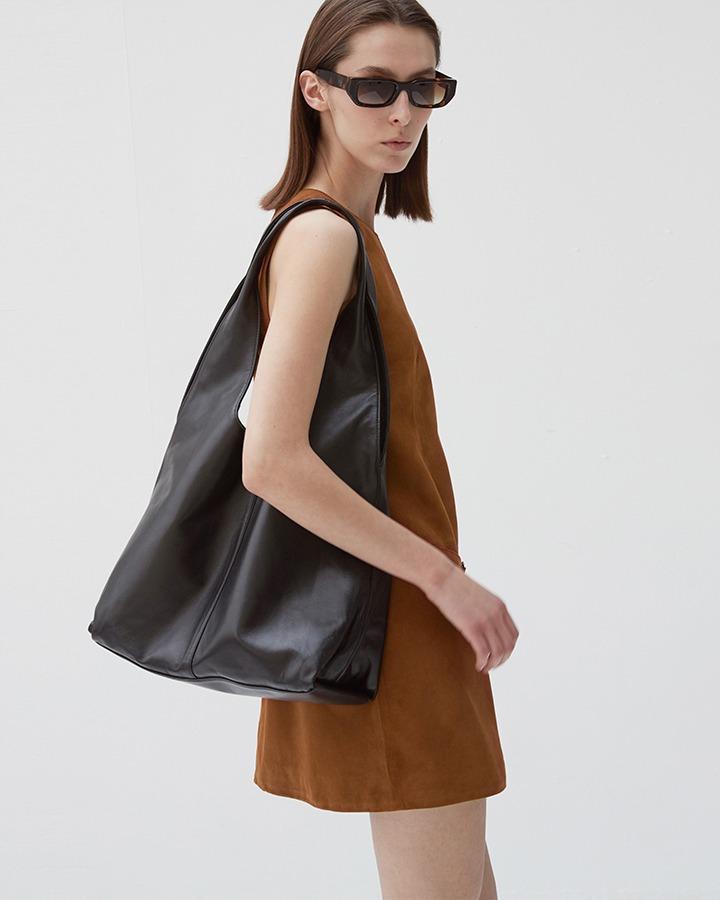 Italian nappa lambskin Hobo bag_Black