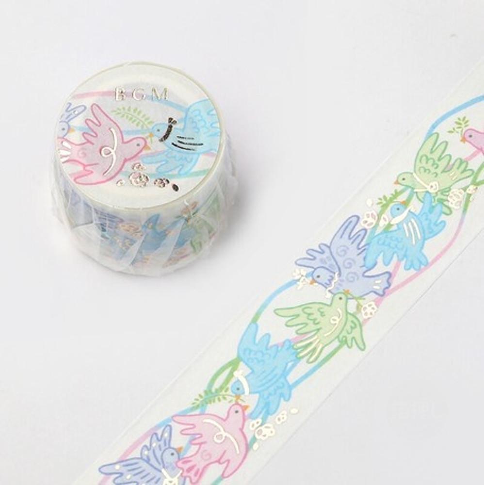 BGM 마스킹테이프 포일 스탬핑 레이스 새 30mm 금박 디자인 데코 마테