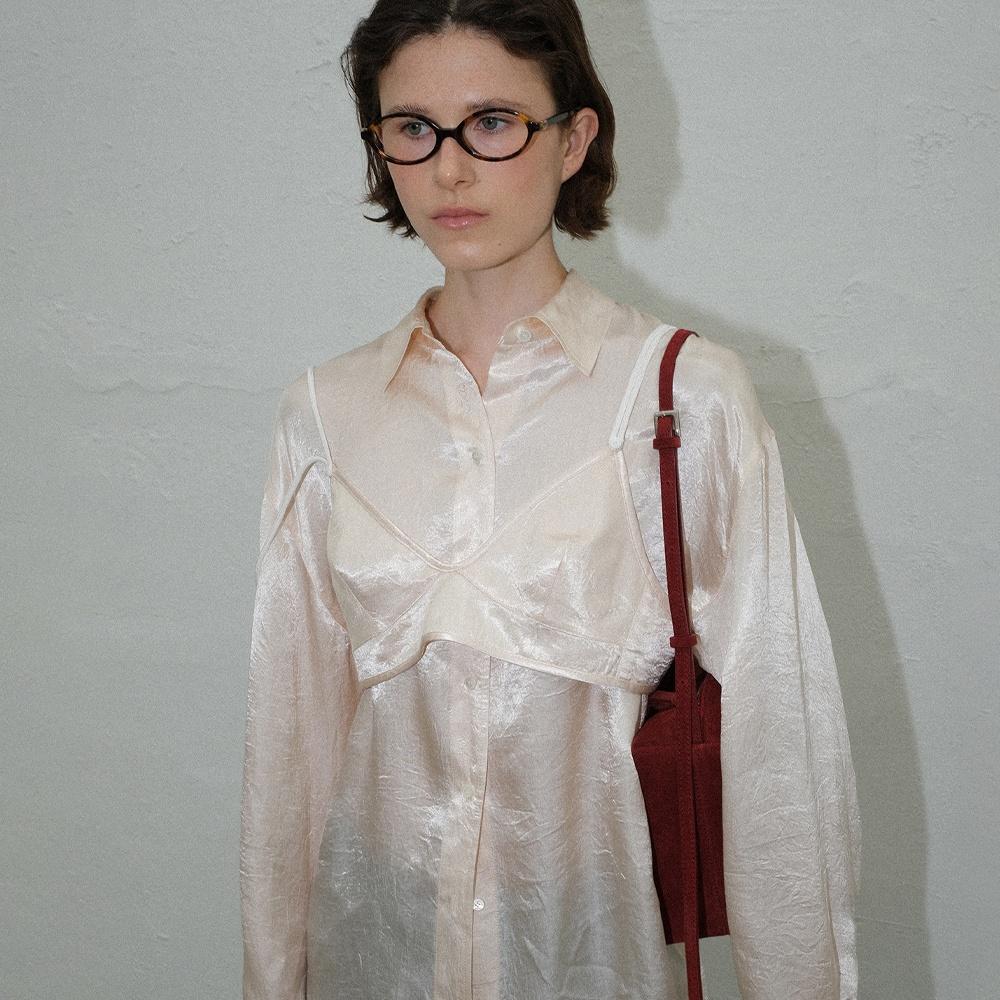 Shell satin shirts (pearl ivory)