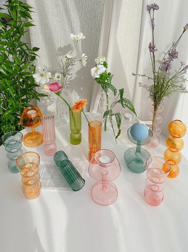 컬러 유리 화병 모음 인테리어 오브제 꽃병