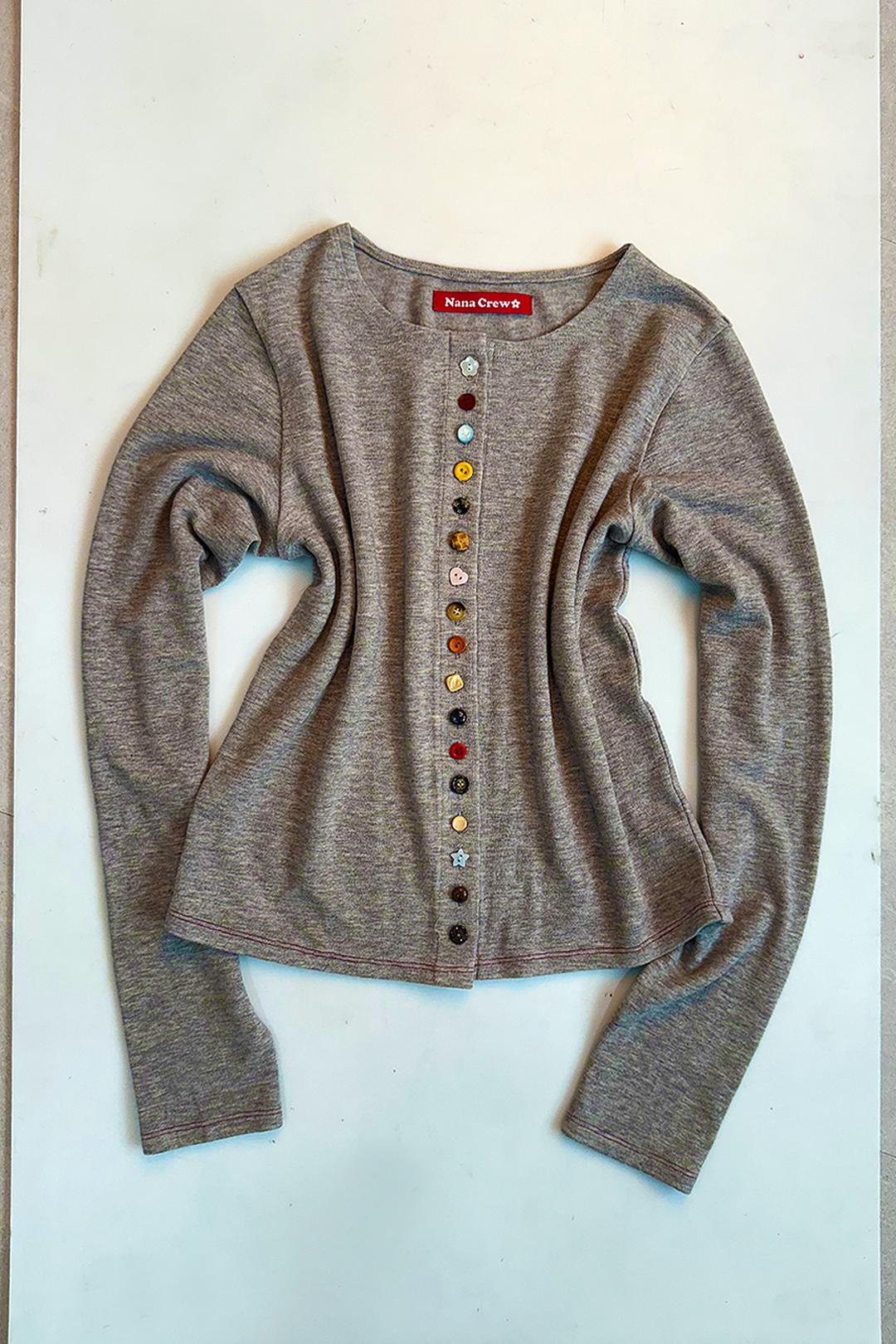 [1st Pre-Order] [9/26 예약배송]  MULTI BUTTON ANGORA CARDIGAN - MELANGE GREY