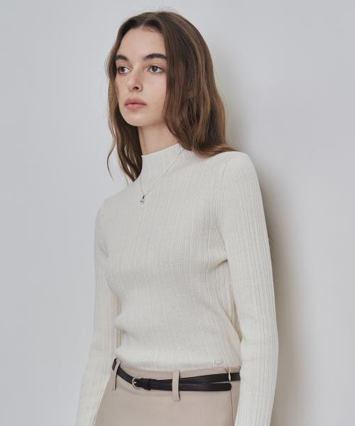 [우먼] [ITALY] 슬림 모크넥 골지 니트 5 COLOR COWKT009