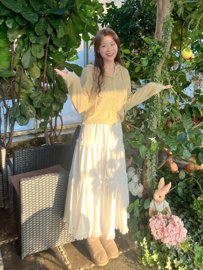 [허리밴딩] 체리 캉캉 레이스 스커트 2color