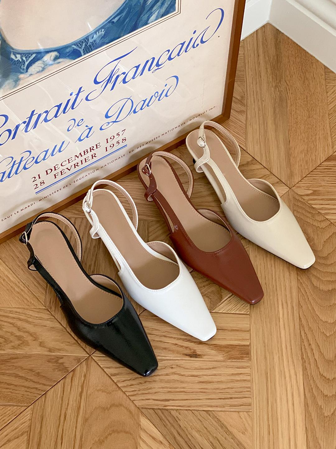 밀로바니 웬즈 링클 에나멜 슬링백 4cm