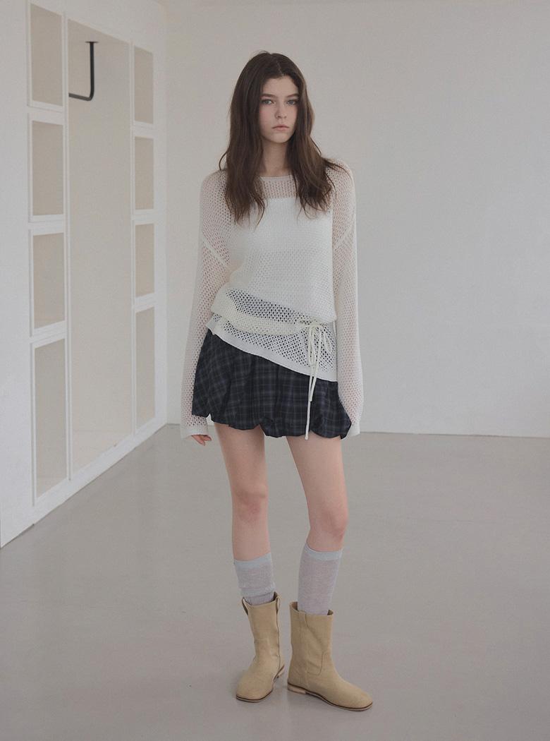 [온라인단독]더즌스 체크 벌룬 미니 스커트